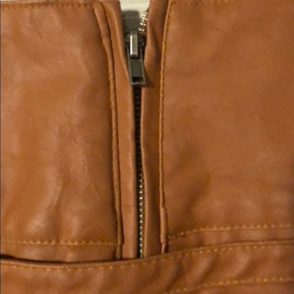 Brown Faux Leather Mini Skirt by Last Kiss Sz S - Picture 4 of 8